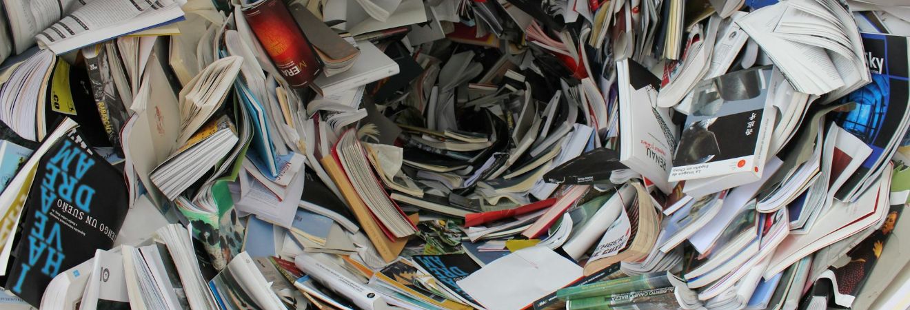 many books forming a circle