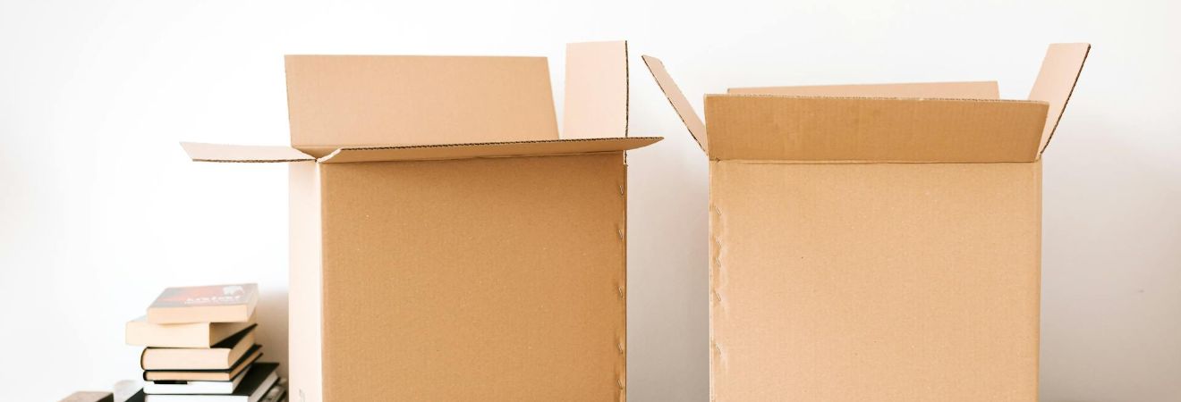 Cardboard boxes on a table
